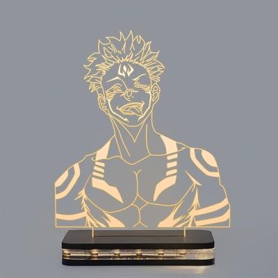 Jujutsu Kaisen Anime Led Night lamp for Bedroom Decor Night lamp Warm White Light Gift for Birthday (Wooden Base)