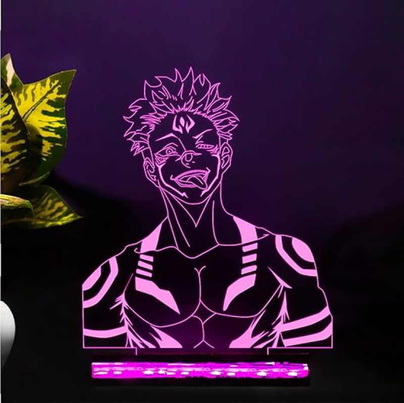 3D Illusion Jujutsu Kaisen Anime Led Night lamp for Bedroom Decor Night lamp 16 Color Changing Light With Remote Gift for Birthday (Wooden Base)