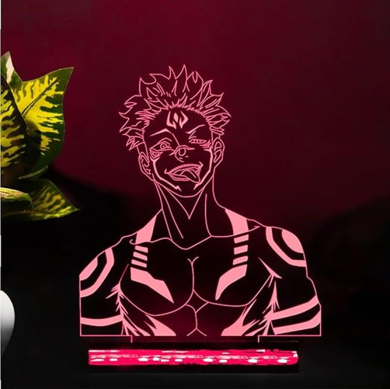3D Illusion Jujutsu Kaisen Anime Led Night lamp for Bedroom Decor Night lamp 16 Color Changing Light With Remote Gift for Birthday (Wooden Base)