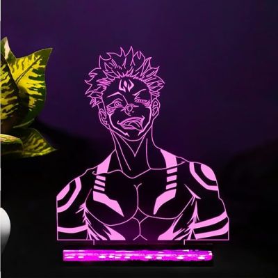 3D Illusion Jujutsu Kaisen Anime Led Night lamp for Bedroom Decor Night lamp 16 Color Changing Light With Remote Gift for Birthday (Wooden Base)