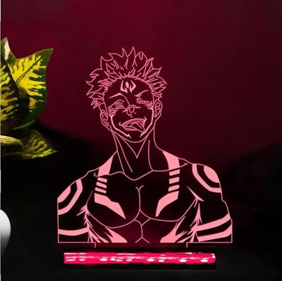 3D Illusion Jujutsu Kaisen Anime Led Night lamp for Bedroom Decor Night lamp 16 Color Changing Light With Remote Gift for Birthday (Wooden Base)