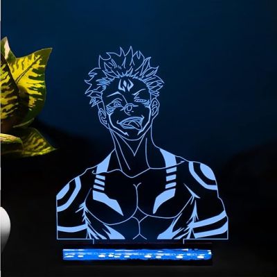 3D Illusion Jujutsu Kaisen Anime Led Night lamp for Bedroom Decor Night lamp 16 Color Changing Light With Remote Gift for Birthday (Wooden Base)