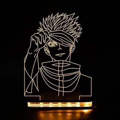 3D Illusion Saturogojo Anime Night Lamp with Warm White Light Gift for Anime Lover  Birthday Gift for Kids Wooden Base  Table Lamp