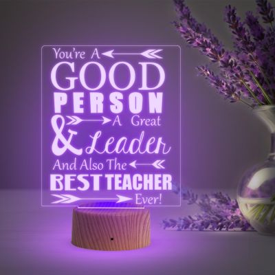 Best Teacher Ever Acrylic Night Lamp 7 Color Changing Light Best Gift for Teachers Day  Teachers Day Gift for Madam & Sir  School Teacher Gift  Desk Table Lamp