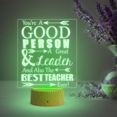 Best Teacher Ever Acrylic Night Lamp 7 Color Changing Light Best Gift for Teachers Day  Teachers Day Gift for Madam & Sir  School Teacher Gift  Desk Table Lamp