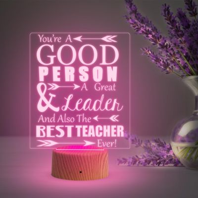 Best Teacher Ever Acrylic Night Lamp 7 Color Changing Light Best Gift for Teachers Day  Teachers Day Gift for Madam & Sir  School Teacher Gift  Desk Table Lamp