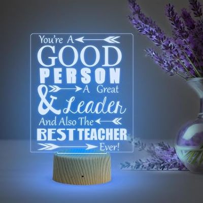 Best Teacher Ever Acrylic Night Lamp 7 Color Changing Light Best Gift for Teachers Day  Teachers Day Gift for Madam & Sir  School Teacher Gift  Desk Table Lamp