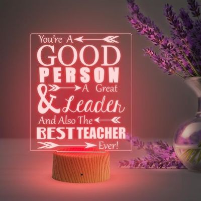 Best Teacher Ever Acrylic Night Lamp 7 Color Changing Light Best Gift for Teachers Day  Teachers Day Gift for Madam & Sir  School Teacher Gift  Desk Table Lamp