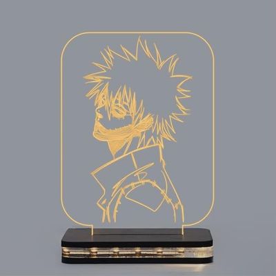 3D Illusion Dabi My Hero Academia Action Figure Night Light with Warm White Color Bedroom Decor Gift for Anime Lover Wooden Base Lamp