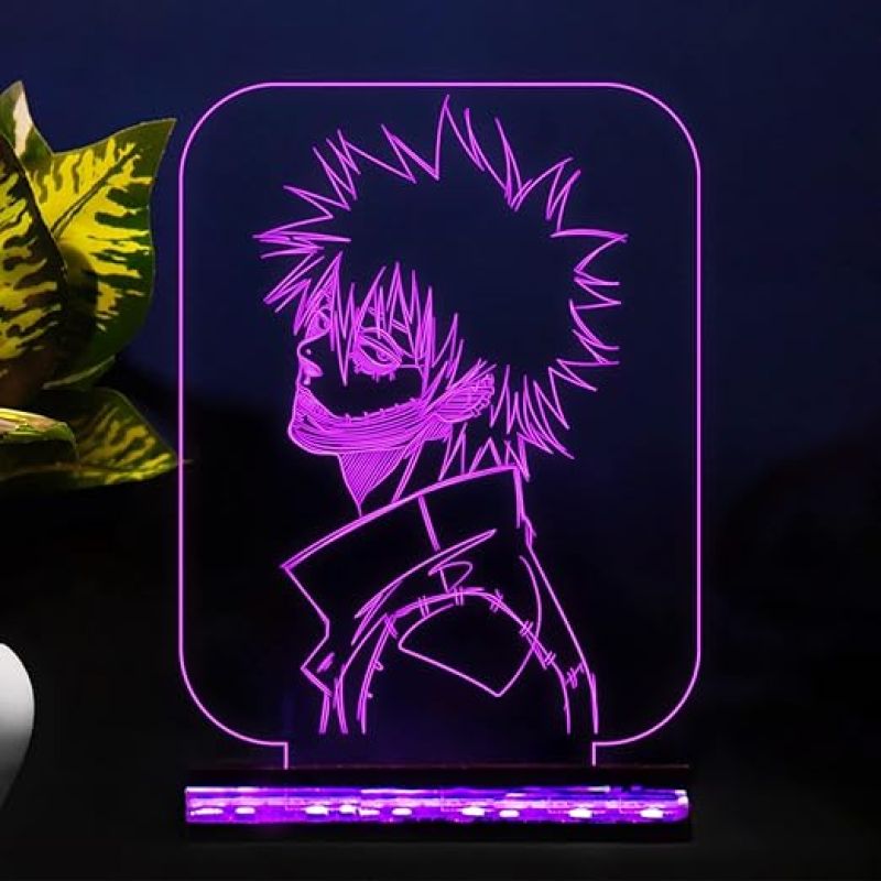 3D Illusion Dabi My Hero Academia Action Figure Night Light with 16 Color Changing Light with Remote Control Wooden Base Bedroom Decor Gift for Anime Lover
