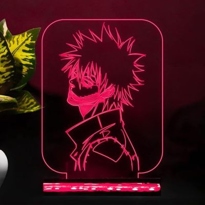 3D Illusion Dabi My Hero Academia Action Figure Night Light with 16 Color Changing Light with Remote Control Wooden Base Bedroom Decor Gift for Anime Lover