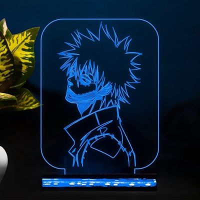 3D Illusion Dabi My Hero Academia Action Figure Night Light with 16 Color Changing Light with Remote Control Wooden Base Bedroom Decor Gift for Anime Lover