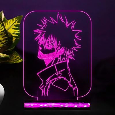 3D Illusion Dabi My Hero Academia Action Figure Night Light with 16 Color Changing Light with Remote Control Wooden Base Bedroom Decor Gift for Anime Lover
