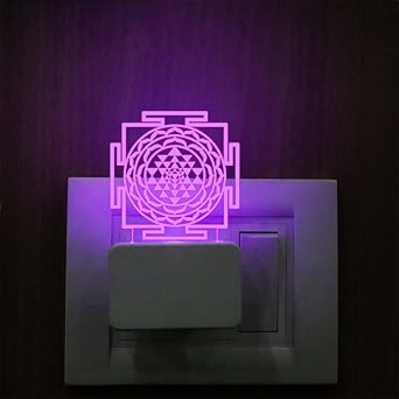 3D Optical Illusion Sri Yantra Plug In Night Lamp with 7 Color Changing Light for Home & Office Decor