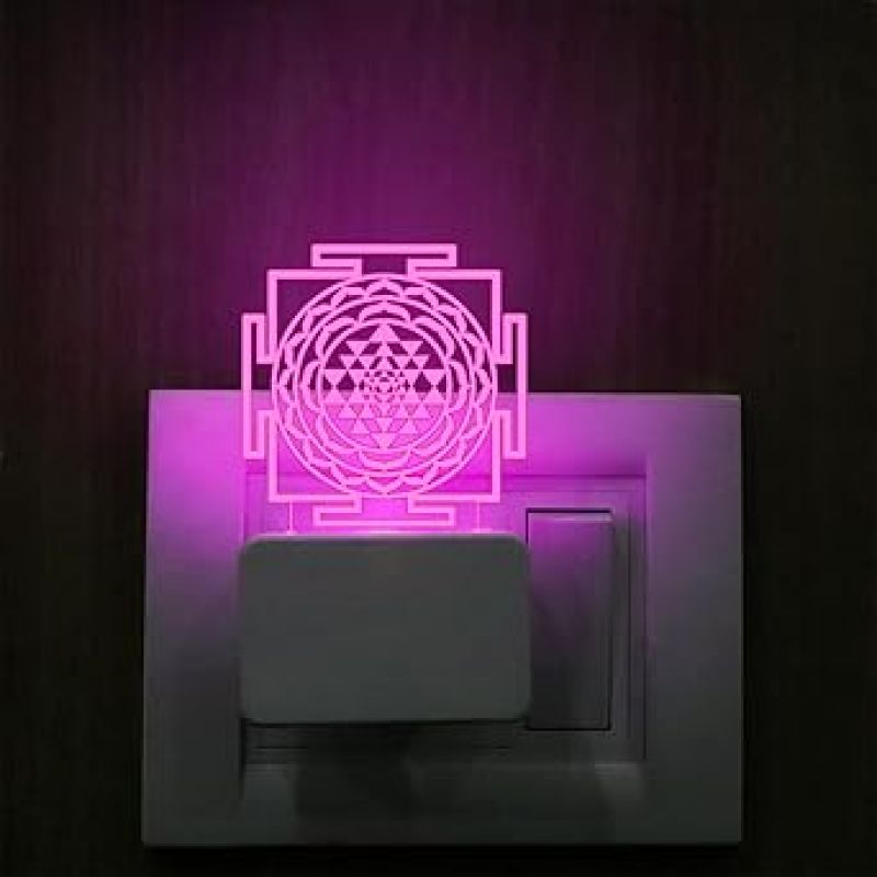 3D Optical Illusion Sri Yantra Plug In Night Lamp with 7 Color Changing Light for Home & Office Decor