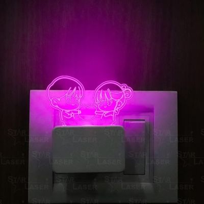 Cute Couple 3D Illusion Plug Night Lamp with 7 Color Changing Light for Bedroom Living Room Decor Gift for Anniversary Valentine Day