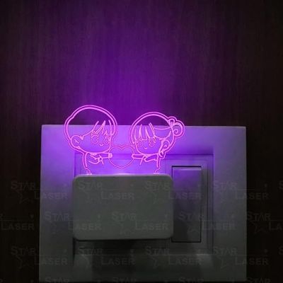 Cute Couple 3D Illusion Plug Night Lamp with 7 Color Changing Light for Bedroom Living Room Decor Gift for Anniversary Valentine Day