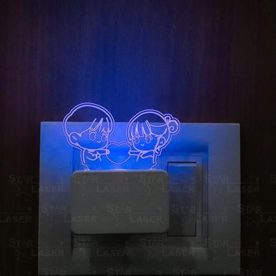 Cute Couple 3D Illusion Plug Night Lamp with 7 Color Changing Light for Bedroom Living Room Decor Gift for Anniversary Valentine Day