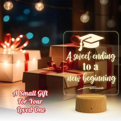 Gift for Graduation Student  A Sweet Ending to a New Beginning Engraved Night Lamp  Warm White Light  Graduation Gift for Girls Boys Students  Birthday Gift for Student