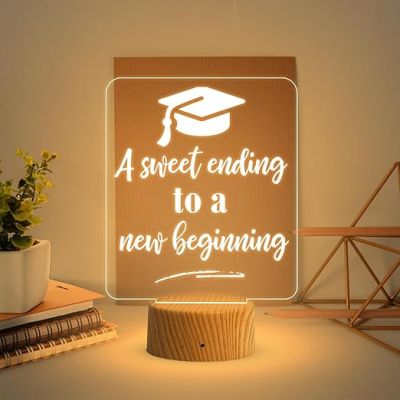 Gift for Graduation Student  A Sweet Ending to a New Beginning Engraved Night Lamp  Warm White Light  Graduation Gift for Girls Boys Students  Birthday Gift for Student