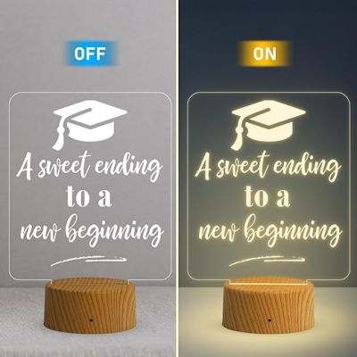 Gift for Graduation Student  A Sweet Ending to a New Beginning Engraved Night Lamp  Warm White Light  Graduation Gift for Girls Boys Students  Birthday Gift for Student