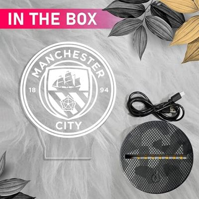Football Manchester City Logo Acrylic Desk Table Lamp with Warm White Light  Football Player Gift Lamp  Birthday Gifts for Footballer  Bedside Table Lamp  Player Room Decor Lamp