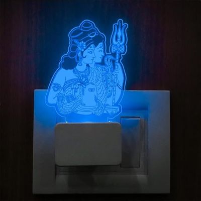 3D Illusion Shiva Parvati God Plug Night Lamp with 7 Color Changing Light Home Office Pooja Room Decorative Night Lamp