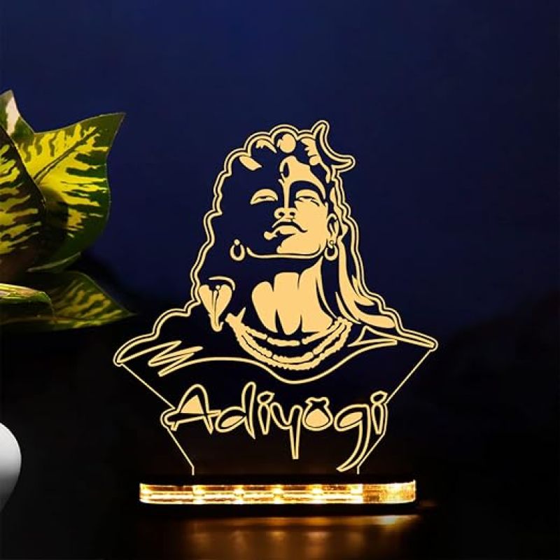 3D Illusion Adiyogi Shiv God Led Night Lamp with Warm White Color for Home Office Pooja Room Decor Light