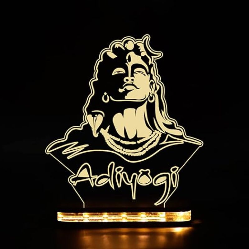 3D Illusion Adiyogi Shiv God Led Night Lamp with Warm White Color for Home Office Pooja Room Decor Light