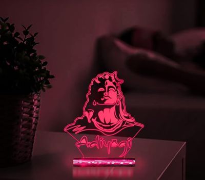 3D Illusion Adiyogi Shiv God Night Lamp with 16 Color Changing Led Light with Remote Control for Home Office Pooja Room Decor Light