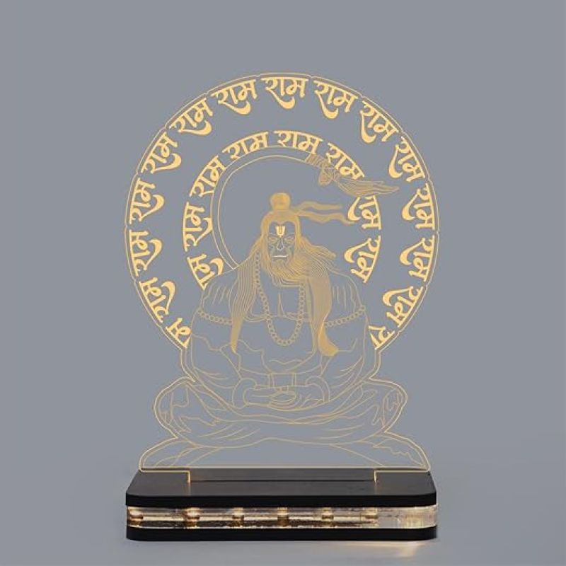 3D Illusion Lord Hanuman  Night Lamp with Warm White Led Light Devotional Table Lamp Home Office Pooja Room Decoration Light
