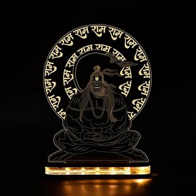 3D Illusion Lord Hanuman  Night Lamp with Warm White Led Light Devotional Table Lamp Home Office Pooja Room Decoration Light