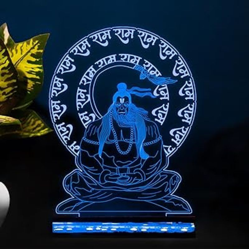 3D Illusion Lord Hanuman Night Lamp with Multicolor Led Lamp Devotional Table Lamp Home Office Pooja Room Decoration Light