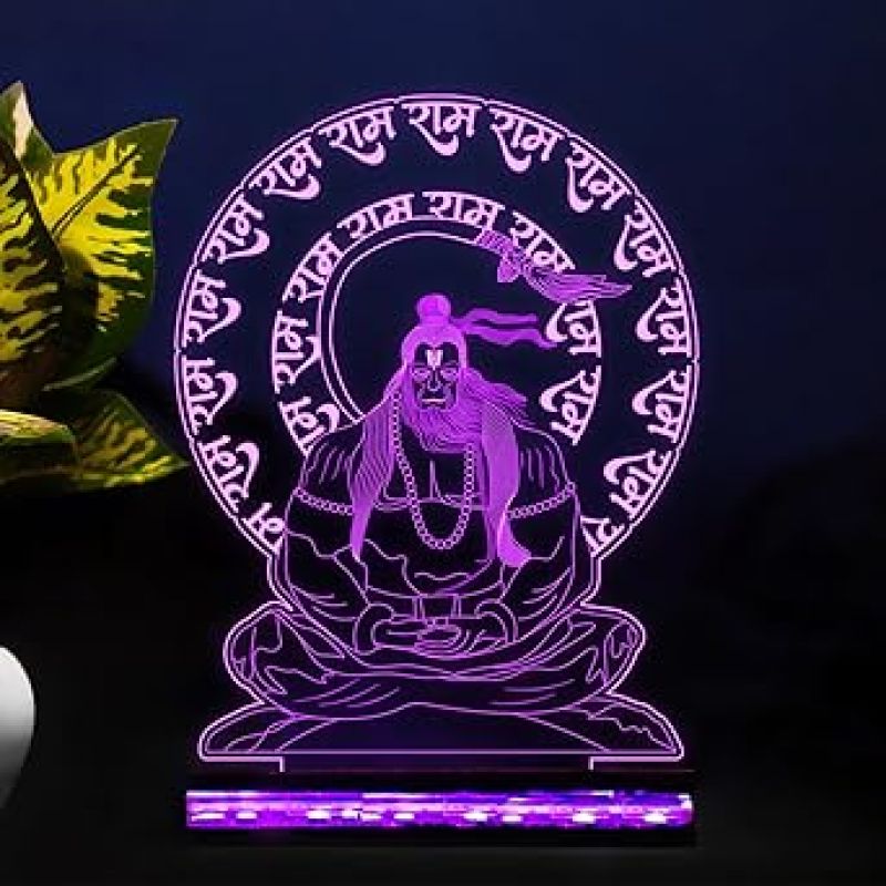 3D Illusion Lord Hanuman Night Lamp with Multicolor Led Lamp Devotional Table Lamp Home Office Pooja Room Decoration Light