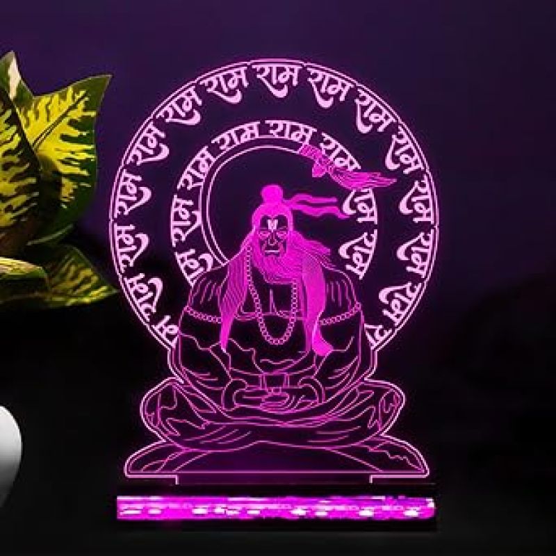 3D Illusion Lord Hanuman Night Lamp with Multicolor Led Lamp Devotional Table Lamp Home Office Pooja Room Decoration Light