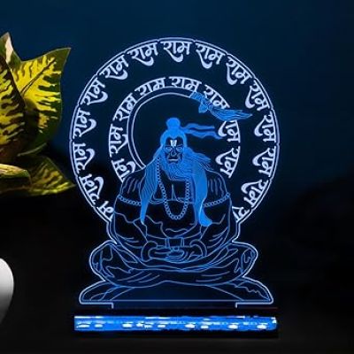 3D Illusion Lord Hanuman Night Lamp with Multicolor Led Lamp Devotional Table Lamp Home Office Pooja Room Decoration Light