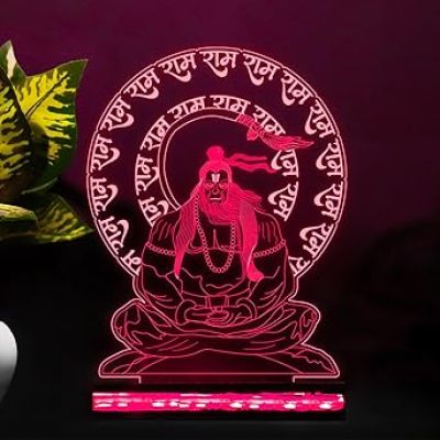 3D Illusion Lord Hanuman Night Lamp with Multicolor Led Lamp Devotional Table Lamp Home Office Pooja Room Decoration Light