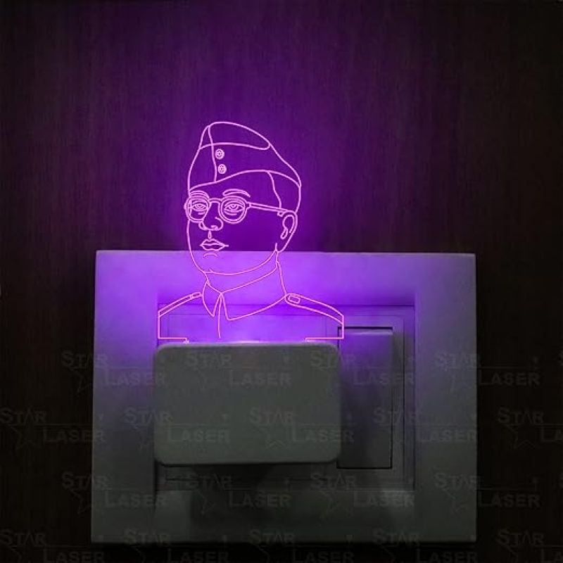 Neta ji Subhash Chandra Bose Plug Night Lamp with 7 Color Changing Light