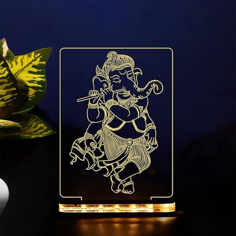 3D Illusion Lord Ganesha Night lamp Warm White Led Light Best Gift Diwali for Friends Home Decoration Light