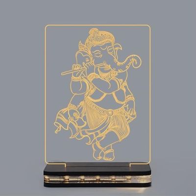 3D Illusion Lord Ganesha Night lamp Warm White Led Light Best Gift Diwali for Friends Home Decoration Light