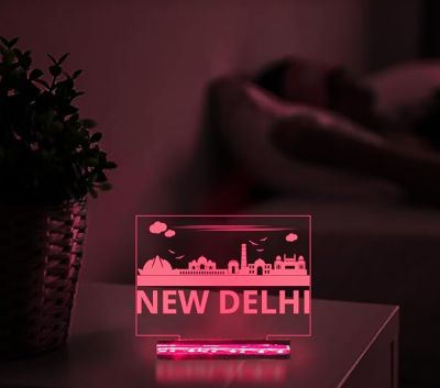 3D Illusion New Delhi Famous Place in One Frame Night Lamp 16 Color Changing Light with Remote for Home Decoration