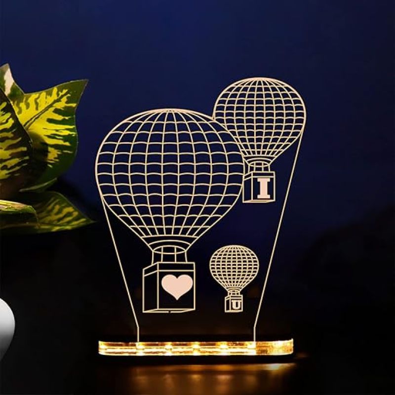 3D Illusion I love U air Balloon Acrylic Led Night lamp Warm White Colour  Kids Room Decor Light