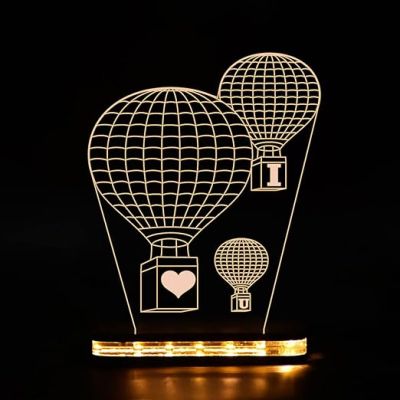 3D Illusion I love U air Balloon Acrylic Led Night lamp Warm White Colour  Kids Room Decor Light