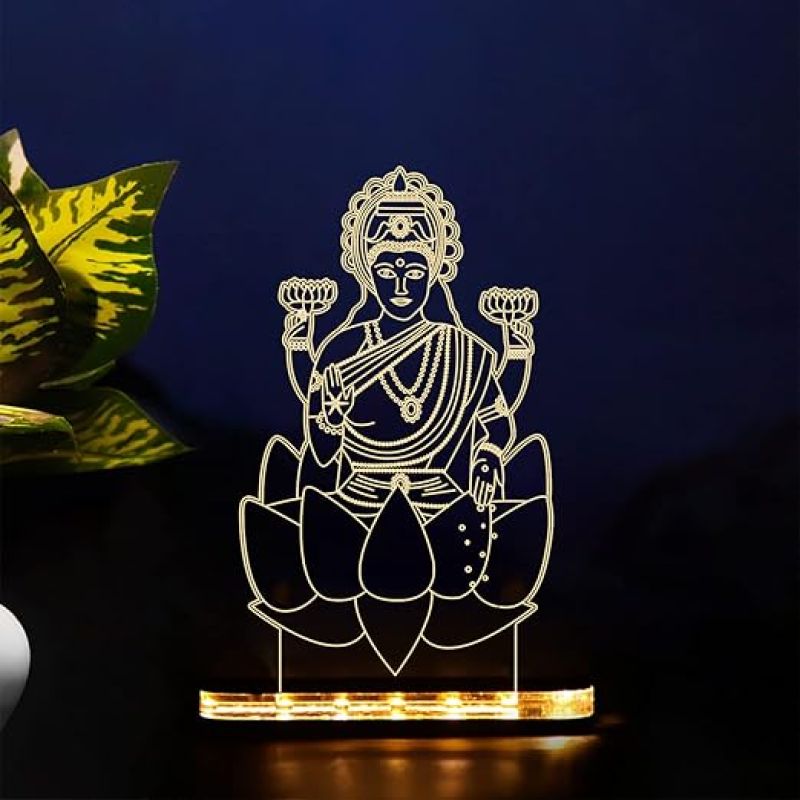 3D Illusion Laxmi Maa Night lamp with Warm White Led Light Home Decoration Lamp