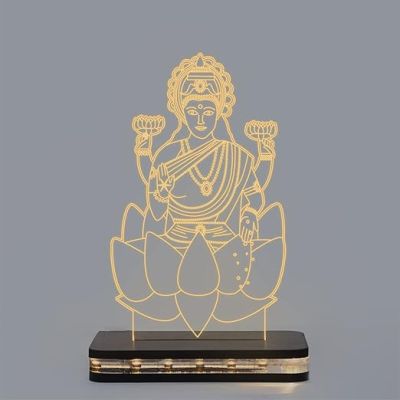 3D Illusion Laxmi Maa Night lamp with Warm White Led Light Home Decoration Lamp
