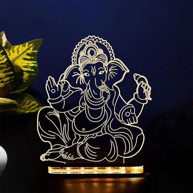 The Lord Ganesha Night lamp Warm White Led Light  Decoration Light Gift for Diwali