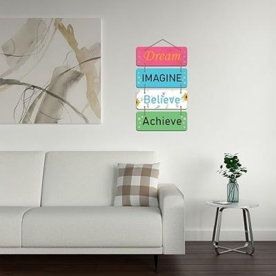 Dream imagine believe achieve Wooden Wall Hanging for Living Room Home, Office, Decoration