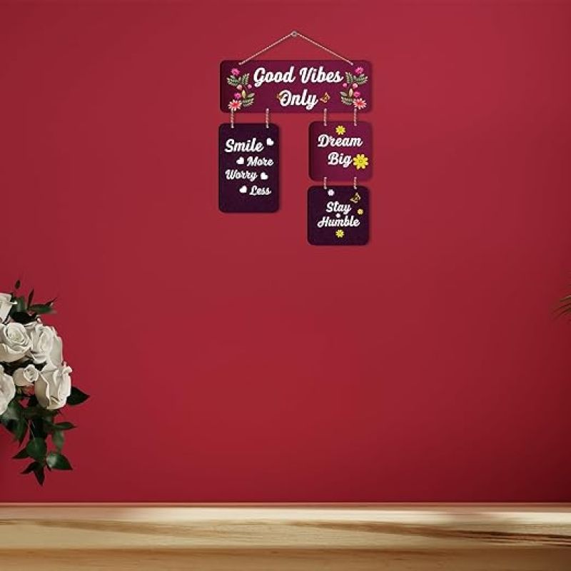 Good Vibes Only Wooden Wall Hanging for Living Room Home, Office, Decoratio Quotes Printed