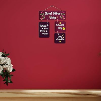 Good Vibes Only Wooden Wall Hanging for Living Room Home, Office, Decoratio Quotes Printed