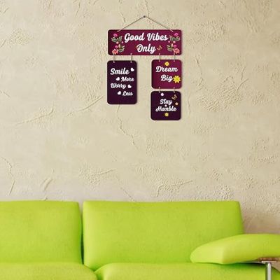Good Vibes Only Wooden Wall Hanging for Living Room Home, Office, Decoratio Quotes Printed
